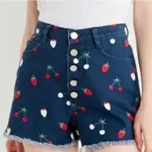 BDG URBAN OUTFITTERS CHERRY STRAWBERRY DENIM SHORTS! 26